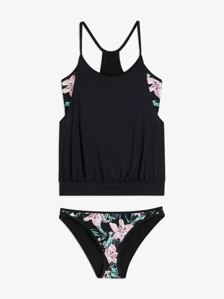 Tankini oversize 2 części z efektem warstw czarny