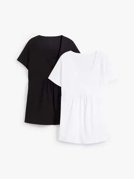 T-shirt ciążowy i do karmienia 2 w 1 2 szt. biała