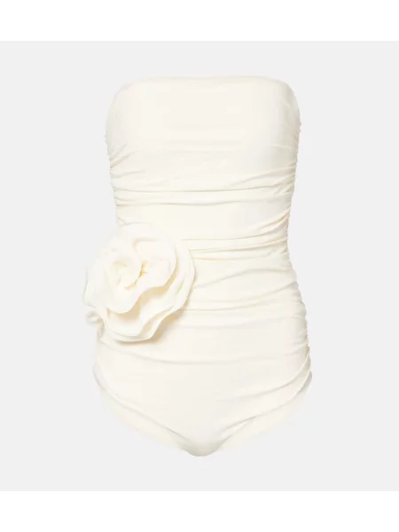 Costum de baie Magda Butrym cu model floral alb