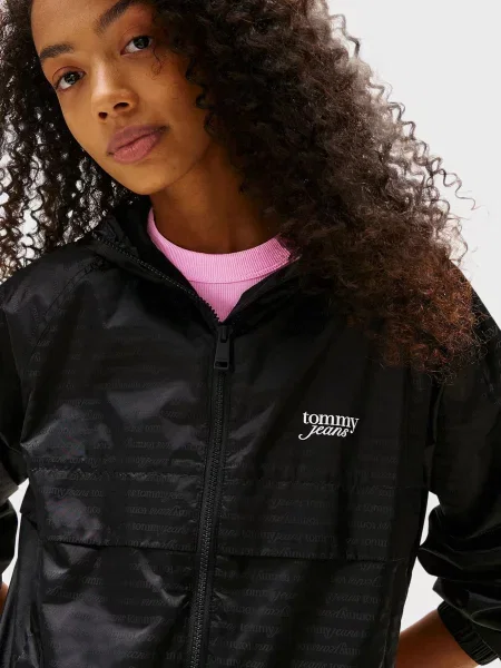 Жакардова джинсова куртка Tommy Jeans чорна