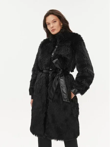Palton de blană Twinset negru