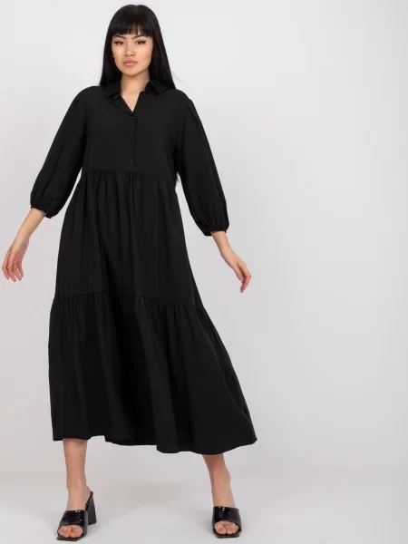 Rochie Fashionhunters cu volane de costum negru