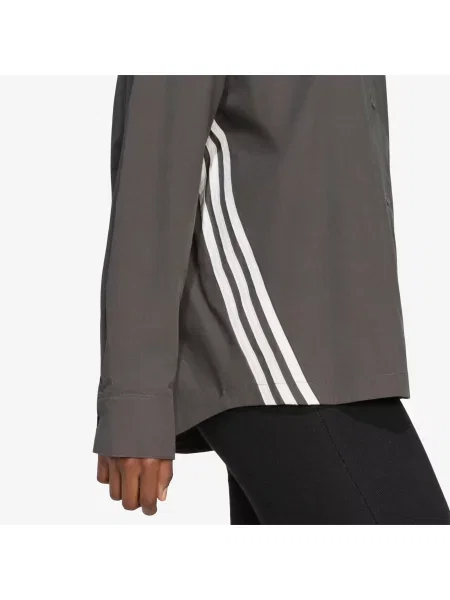 Πουκάμισο adidas 3 Stripes Shirt Utility Black/ Cloud White L λευκό