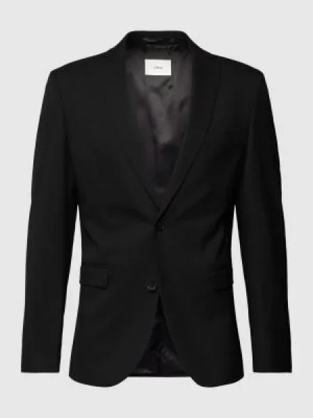 Marynarka zapinana na dwa z kołnierzem z połami model ‘Pure’ S.oliver Black Label czarna