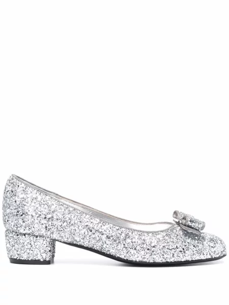 Pantofi cu toc Ferragamo argintiu
