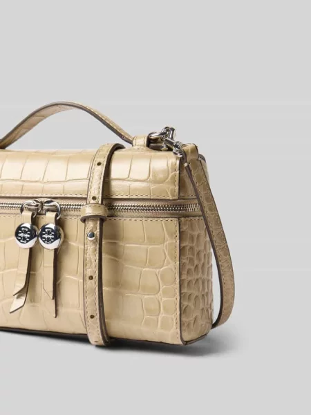 Torebka z wytłoczeniem w krokodyli wzór Tory Burch beżowa