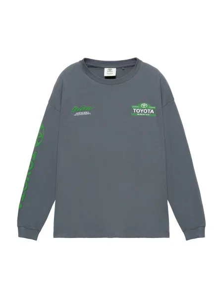 Pull&Bear Tricou TOYOTA gri închis / verde alb