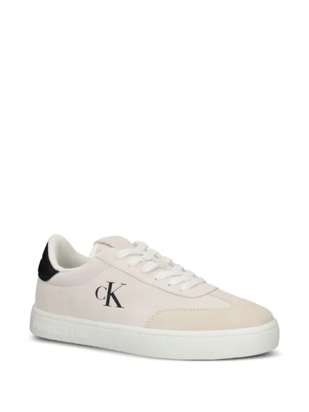 Sneakerși Calvin Klein Jeans cu șireturi din piele de căprioară alb
