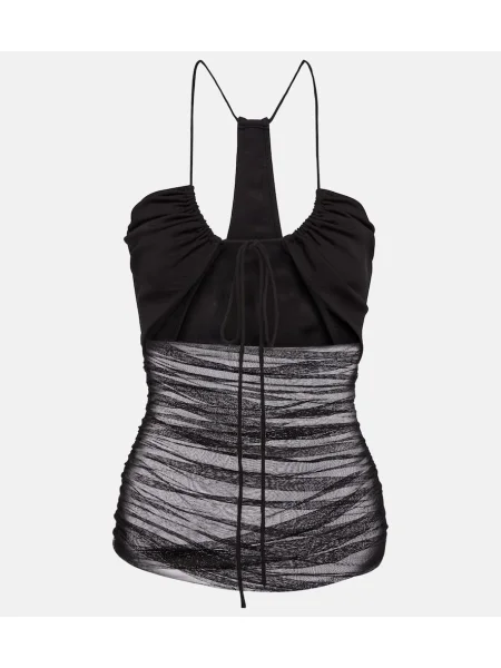 Top Christopher Esber de mătase cu gât halter negru