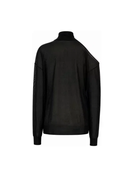 Lniany sweter z golfem Fendi czarny