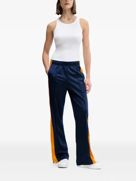 Spodnie Adidas w paski z autografem do biegania zielone