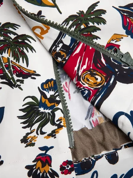 Риза Sacai с принт в тропически десен бяло