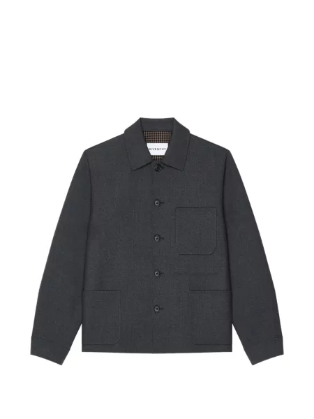 Cămașă Givenchy de lână în carouri gri