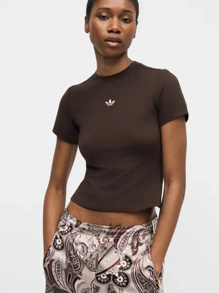 ADIDAS ORIGINALS Tričko ESS čokoládová biela