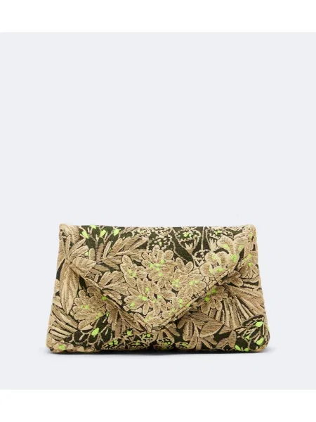 Geantă plic Dries Van Noten cu model floral din jacard negru