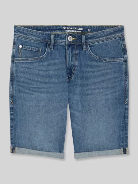 Bermudy jeansy krój regular fit z mieszanka bawełny Tom Tailor niebieskie