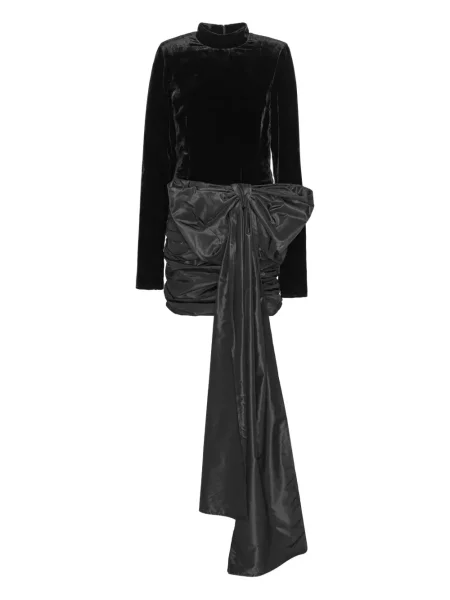 Aksamitna sukienka mini Rotate Birger Christensen z kokardką garniturowa czarna