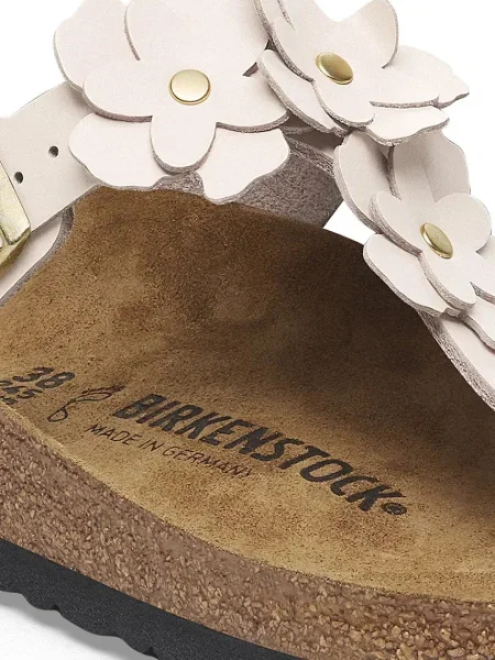 Birkenstock bőr flip-flop Gizeh Flowers női lapos talpú rózsaszín