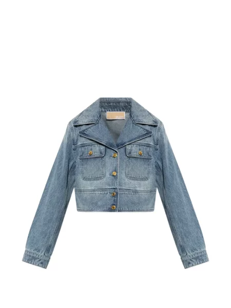 Плисирани панталон Michael Kors Collection с волани на райета кафяво