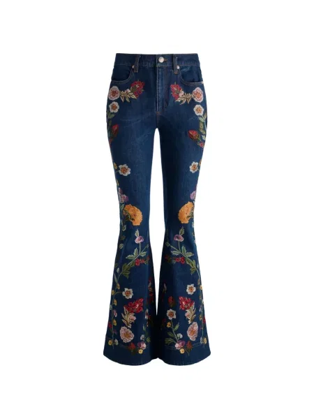 Blugi Alice + Olivia cu model floral albastru