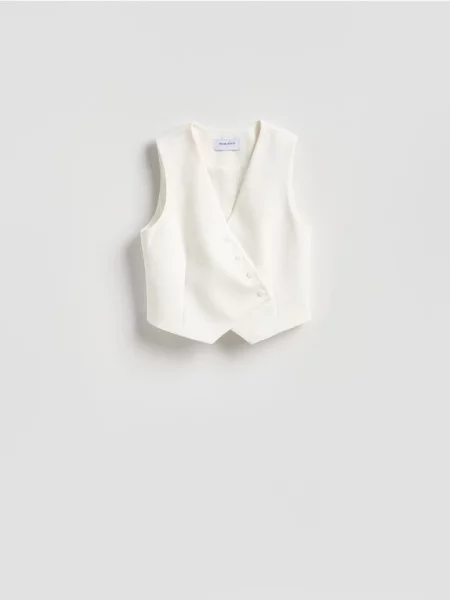 Reserved Asymetryczna kamizelka garniturowa biały