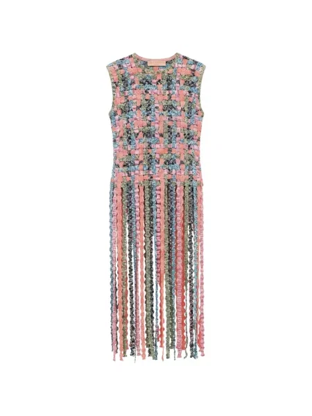 Rochie maxi Ulla Johnson cu franjuri tricotate roz