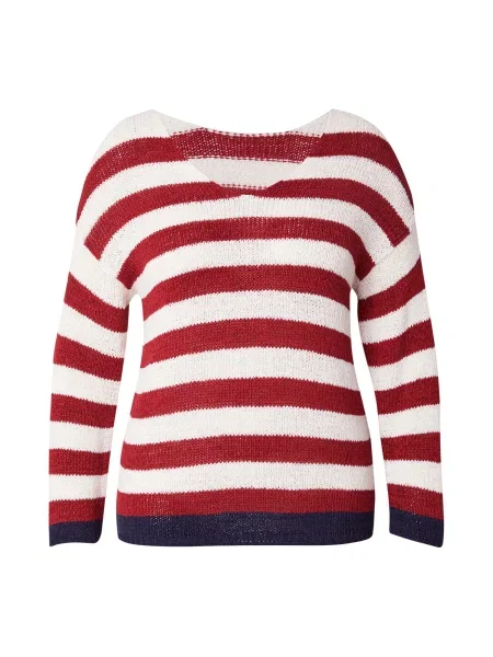 ONLY Carmakoma Pulover albastru marin / roșu carmin alb