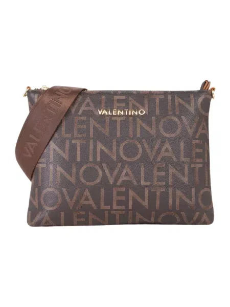 Lniana torebka Valentino By Mario Valentino biznesowa brązowa