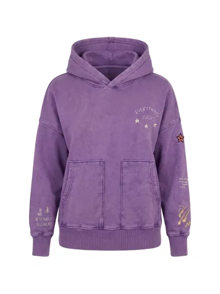 Hanorac cu glugă Inspired By A True Story cu broderie violet