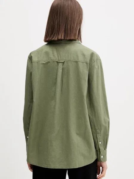 Tommy Jeans koszula z lnem zielona