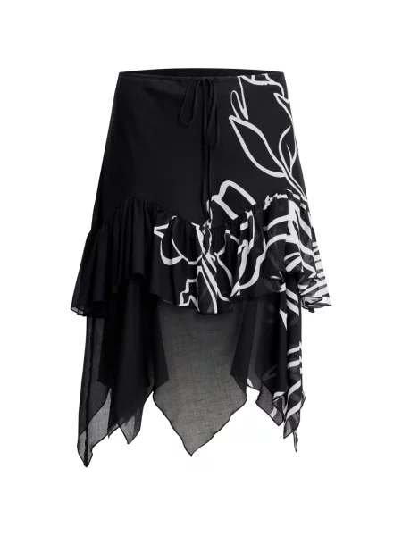 Fustă midi Donde Esteban cu model floral cu imagine negru