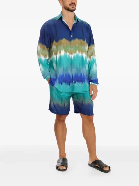 Pantaloni scurți Amir Slama cu imagine tie dye cu legături albastru