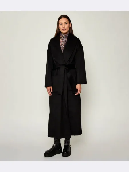 Liu Jo Palton cu adaos de lână negru