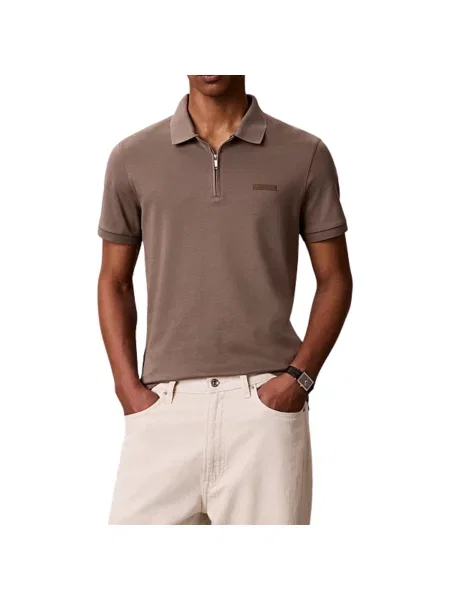 Tricou polo Calvin Klein Jeans maro