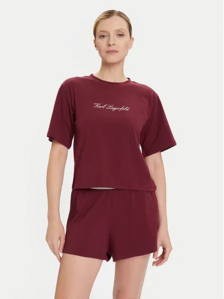 KARL LAGERFELD Pižama Bordo rdeča