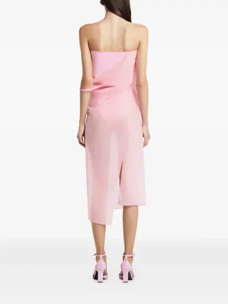 Rochie Courreges din jerseu drapată de costum roz