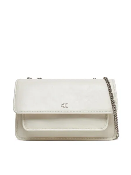 Calvin Klein Jeans Geantă Chain Ew Flap Conv Chain Bag Écru bej