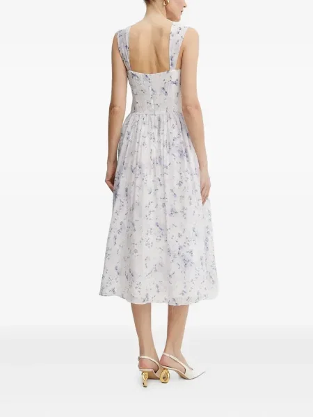 Rochie midi Bardot cu model floral cu imagine alb