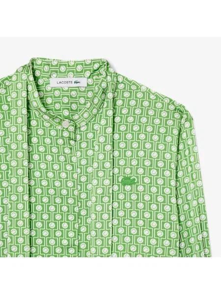 Lacoste Koszula Ze Wzorem Regular Fit zielona