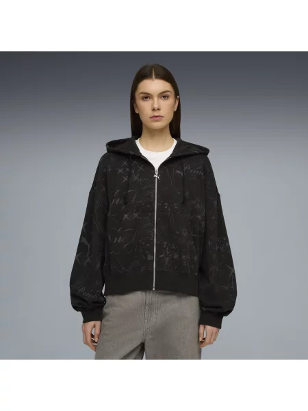 PUMA bluza z kapturem Street Glam oversize na Odzież S czarny