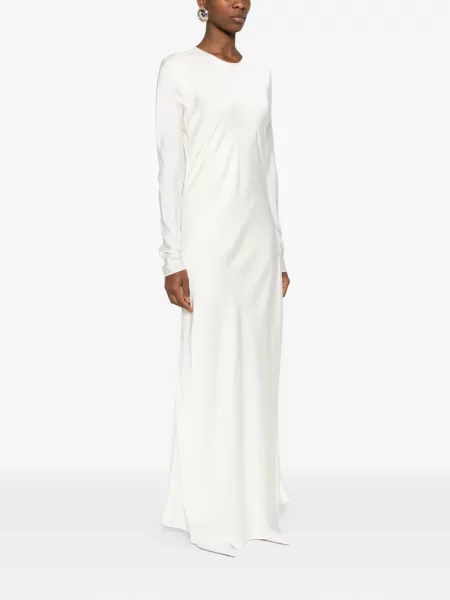 Rochie maxi Silkylicious lungă de costum alb