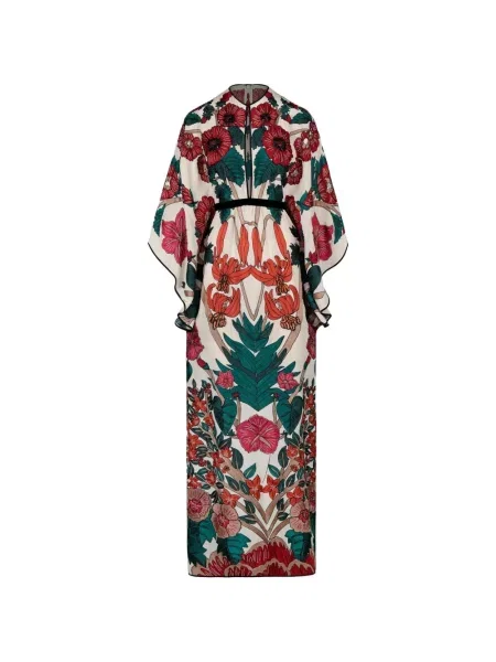 Rochie maxi Johanna Ortiz de mătase cu model floral cu imagine