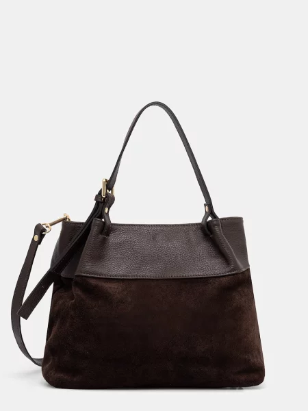 Answear.LAB geanta de mana din piele intoarsa maro