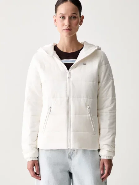 Tommy Jeans geacă petrecută pentru femei bej