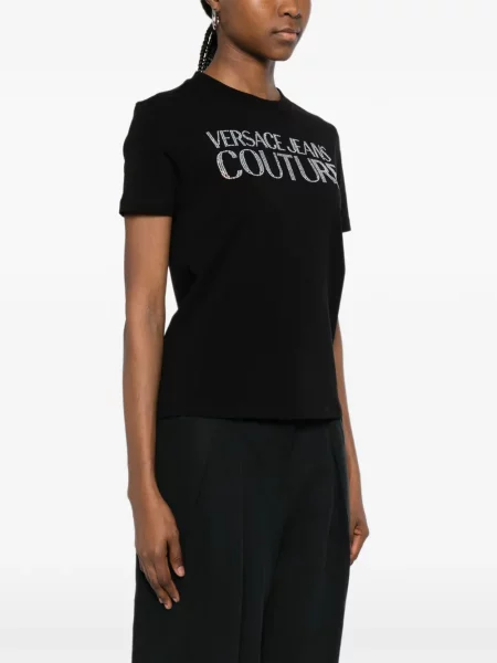 Póló Versace Jeans Couture autogrammal fekete