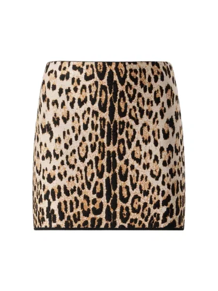 Spódnica skórzana Roberto Cavalli z nadrukiem brązowa