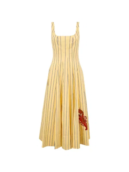 Rochie midi Staud cu dungi cu imagine galben