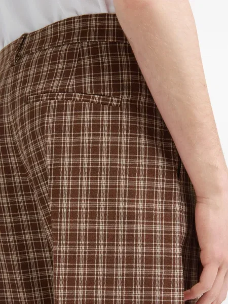 Pantaloni Marni în carouri maro