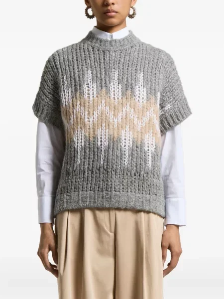 Vestă Peserico cu imprimeu geometric gri