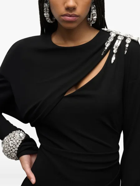 Rochie maxi Area drapată de cristal lungă negru